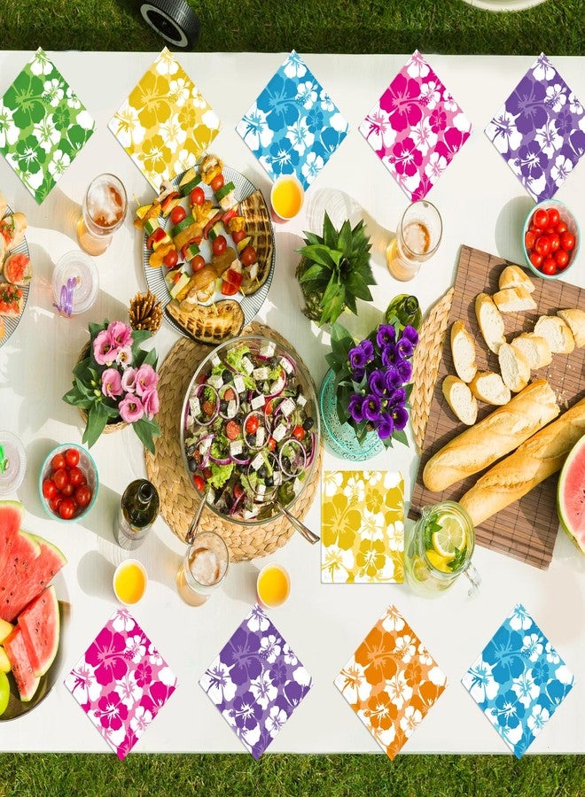 CHUNNIN ١٢٠ منديل ورقي مزين بزهرة الكركديه، زينة حفلات صيفية بزهرة الكركديه، مقاس ٦.٥ × ٦.٥ بوصة، مناديل مشروبات هاواي، زينة مناديل للحفلات الاستوائية، مثالية لحفلات الصيف على الشاطئ، وأعياد الميلاد، والغداء، وحفلات المسبح. - Image 5